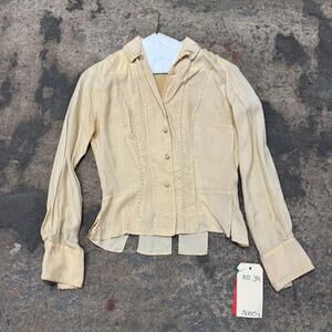 Vintage Film Costume 40s 50s Does Edwardian Antique Style Cream Blouse